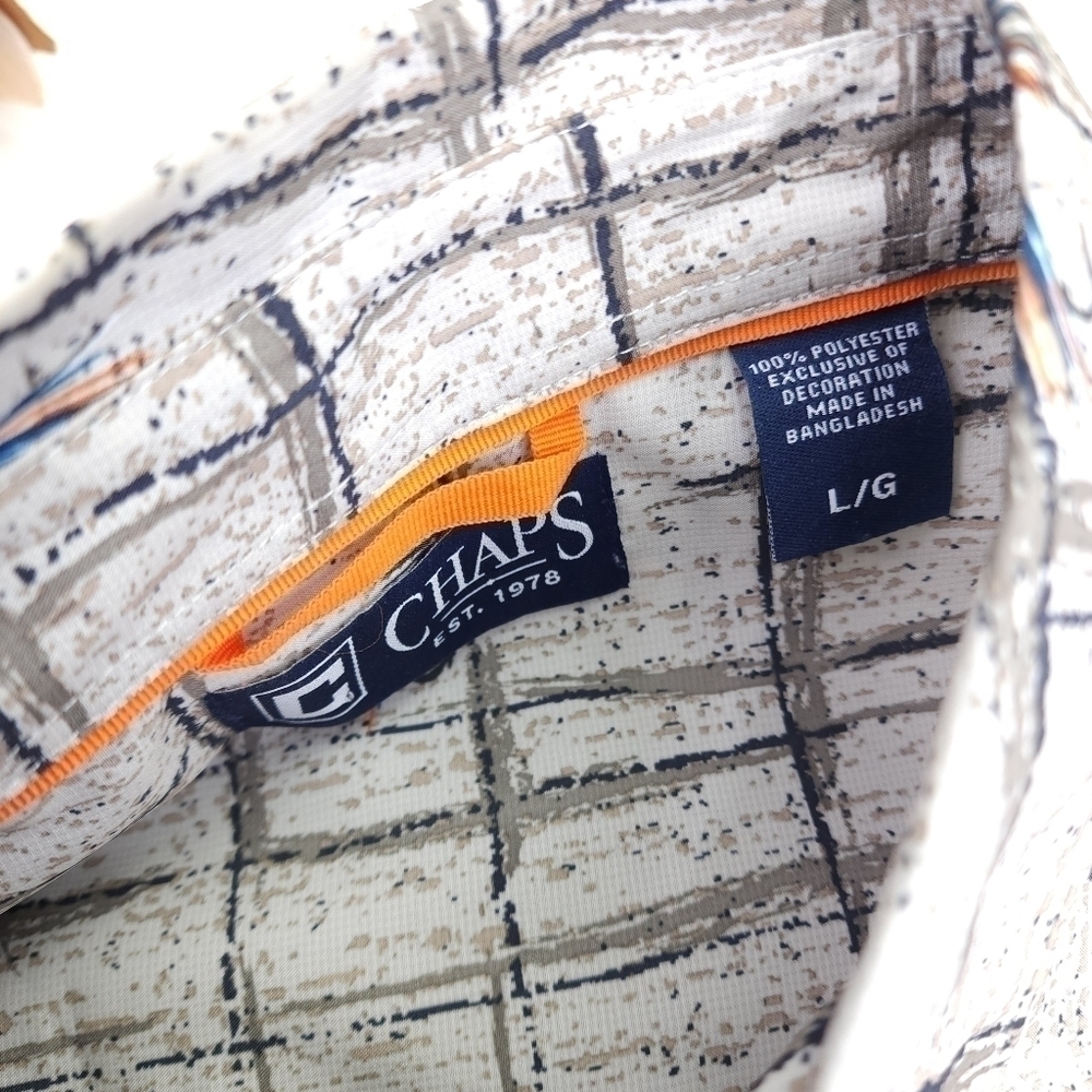 New Chaps Men Long Sleeve Fly Fish Outdoors Long Sleeve Button Down Size L - Picture 3 of 9